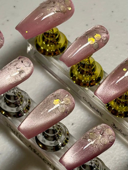 Paillettes effet incrustées - Faux-ongles press-on Coffin