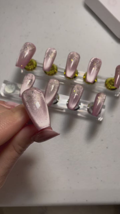 Paillettes effet incrustées - Faux-ongles press-on Coffin